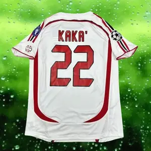 2006 2007 Milan Away Retro White No.22 Kaka Short Sleeve Soccer Jersey YSC