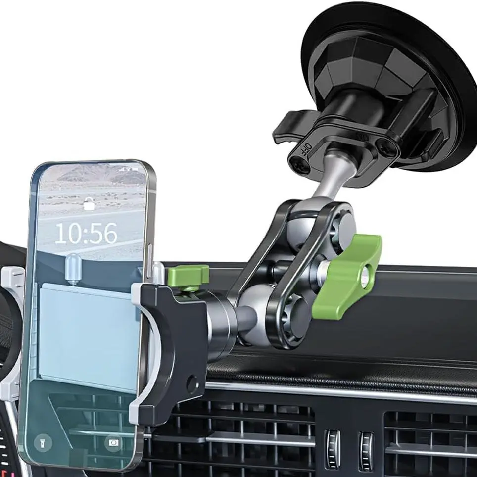Joytutus 360° Rotation Car Phone Holder - Universal Ball Head Adjustable Arm Mount, Strong Hold, Easy Installation, Fits Dashboard, Suction Cup, Windshield, Sunroof, Father's Day Gifts, Car Interior Accessory