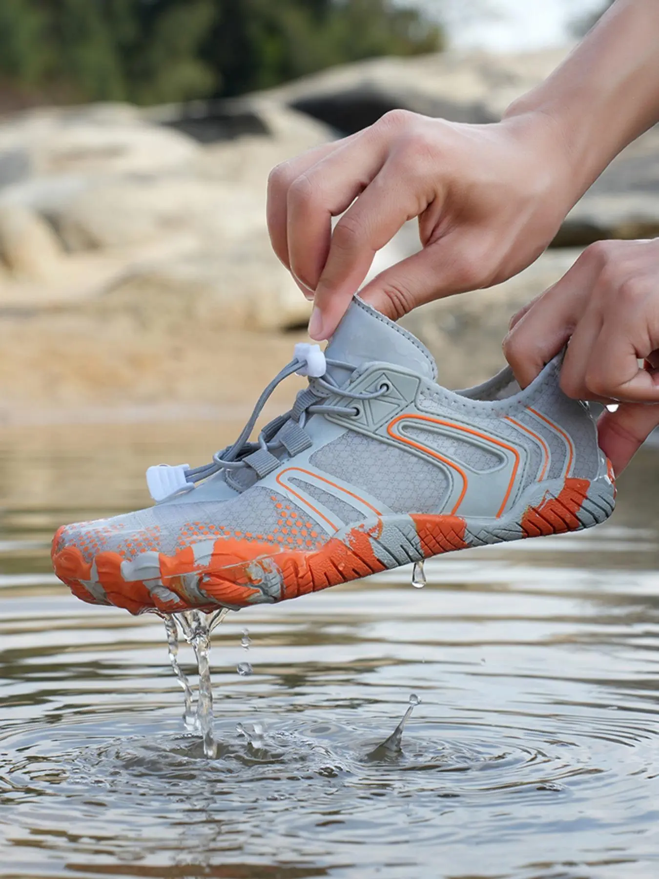 Unisex's Sporty Lightweight Breathable Water Shoes, Water Footwear, Quick Drying Non-slip Aqua Shoes, Outdoor Barefoot Shoes for Beach, Swimming, Fishing, Hiking, Wading Shoes, Waterproof Outdoor Shoes