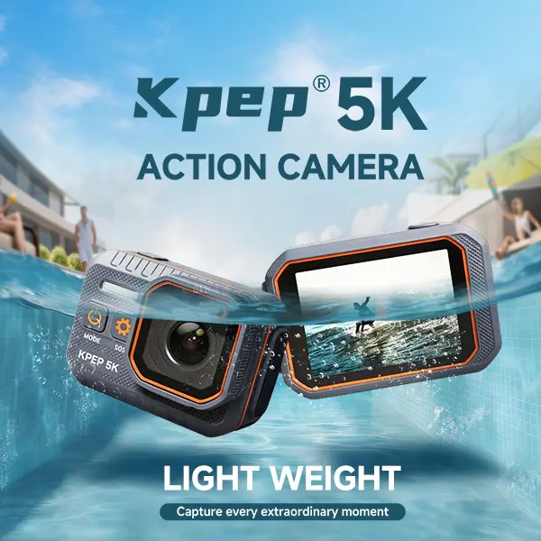 KPEP Real 5K Action Camera, 1/2.86" Sensor, 5K Cinematic Video, Hyper Stabilization, Drop-Proof & Waterproof Up to 100 Ft, Great for Motorcycle, Bike Riding, Running, Climbing, Beach Trips, Water Sports  Daily vlogging camera tiktokshopbacktoschool