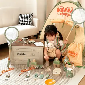 Children Outdoor Adventure Camping Set, Pop-Up Tent & Camp Gear Toys, Insect Capture Box, Fake Bonfire, Binoculars, Christmas Gift