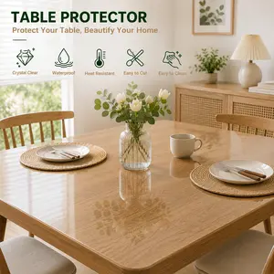 Easy Clean Scratch Resistant Desktop Protection Clear PVC Conference Waterproof Oilproof Table Mat Heavy Duty Transparent Office Desk Cover for Meeting Room Computer Table Spill Proof Cut to Fit BPA Free Vinyl Protector