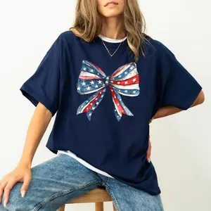 Patriotic Bow, Ribbon, USA, 4th Of July, Memorial Day, Tshirt, Women's Comfort Color Tee, Tshirt