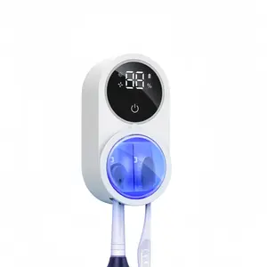 Smart Home Automatic Dual Toothbrush Disinfector, Uvc UV Light Sanitization, Digital Display, No Drilling, Electric Toothbrush Holder