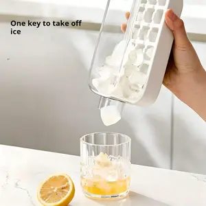 Vertical Ice Cube Tray with Lid, 2 in 1 Press-To-Cold Mold, Easy Release, Quick Filling, 18/12 Grids, for Whiskey, Cocktail, Tea, Coffee