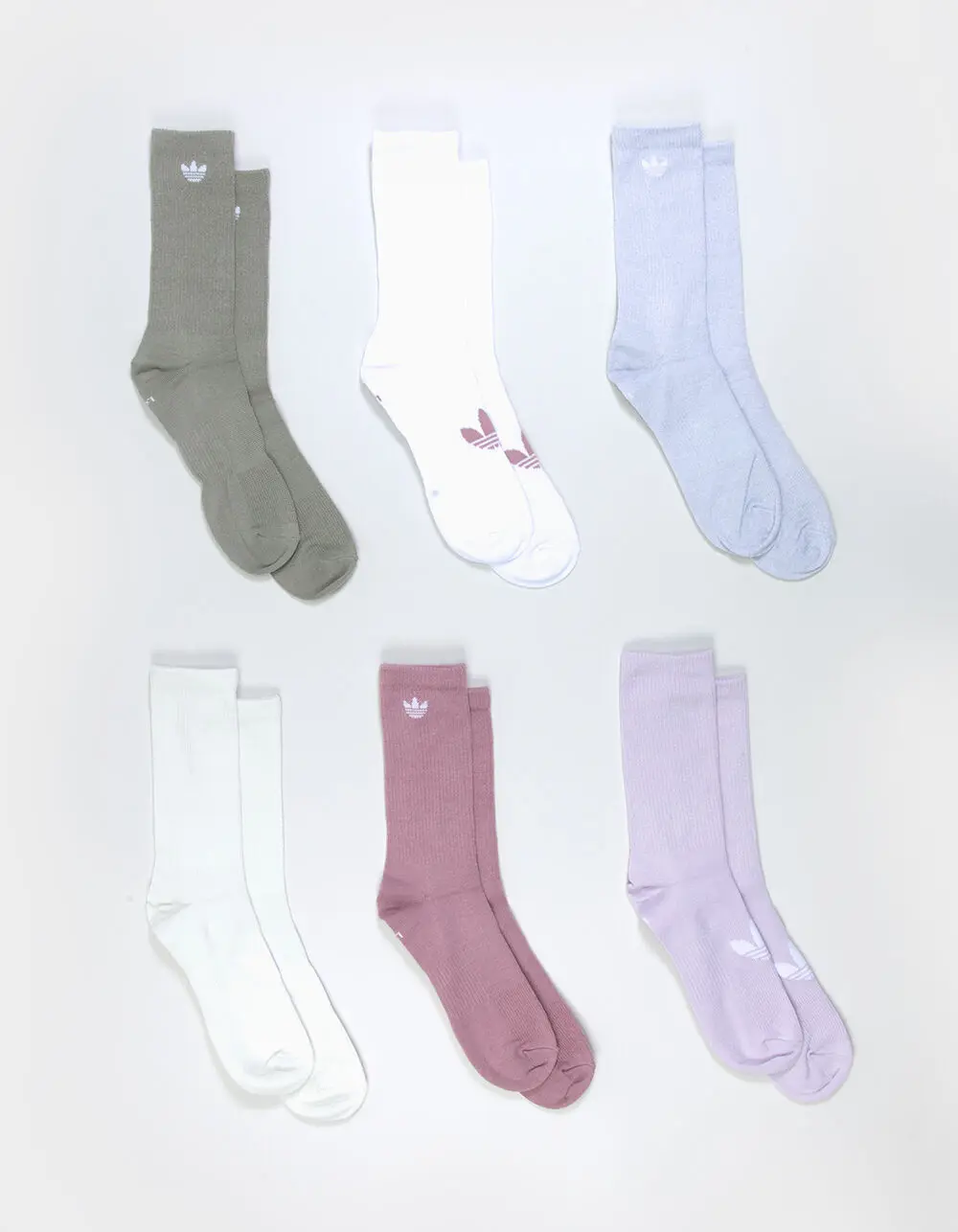 ADIDAS Originals 6 Pack Mens Crew Socks, Pink Combo, Large