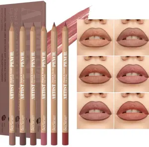 6pcs Nude Brown Lip Liner Makeup Set - Waterproof & Smudge-Proof Matte Pencil, Long-Lasting & Durable, Smooth & Easy Glide, Non-Smudge, Contouring, Filling & Layering (NUDE-PINK Set)