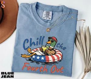 Comfort Colors Chill the Fourth Out Shirt, Funny Patriotic Graphic Tee, 4th of July Shirt, Independence Day Gift for Men, Women