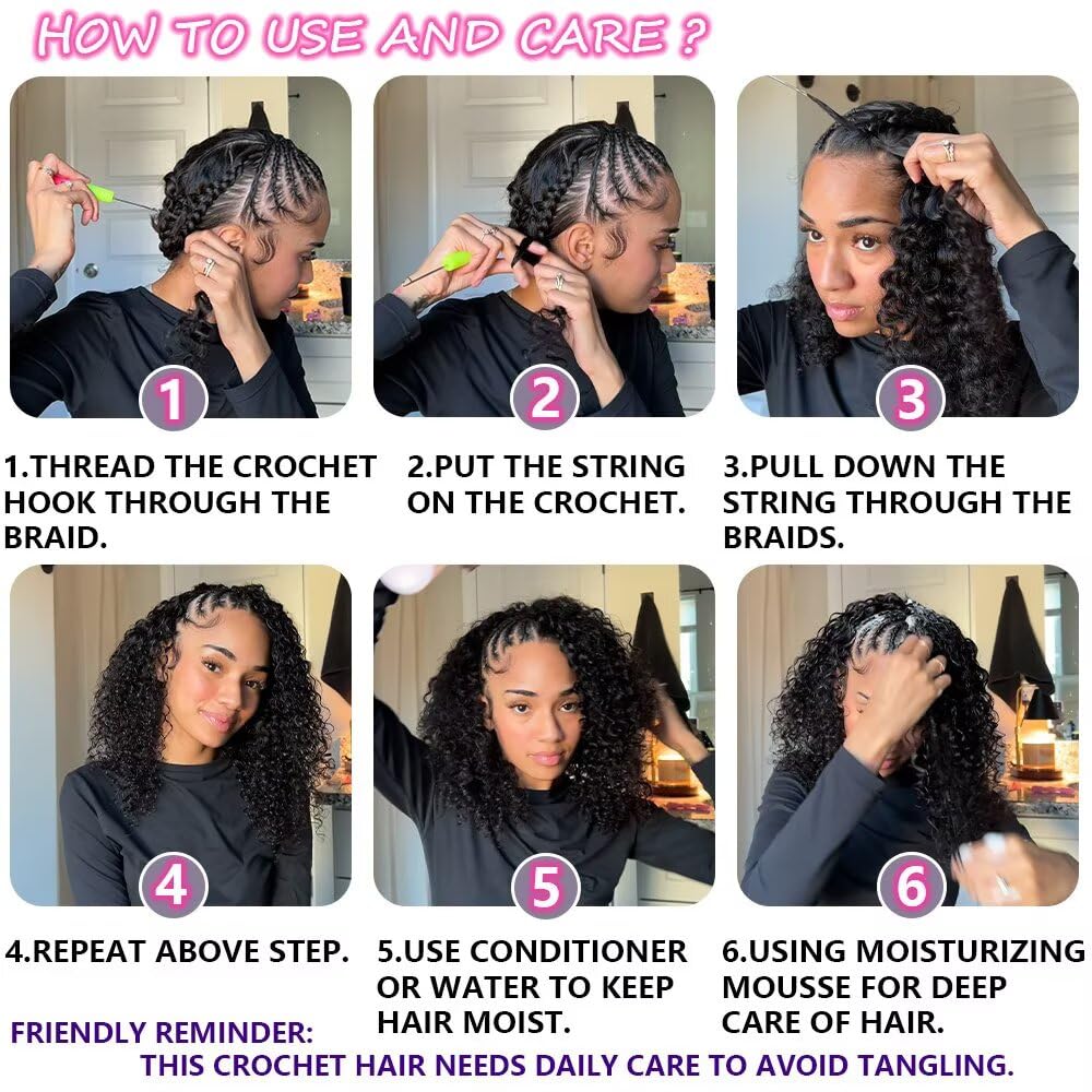 Bling Hair Burmese Curly Crochet Human Hair for Miracle Knots Boho Braids Burmese Curly Knotless Pre-Separated 50g / Bundle - Time-Saving,  4 to 5 Bundles Recommended for a Full Head