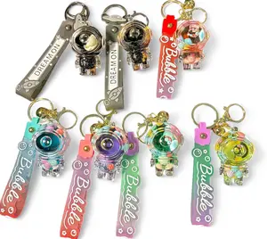 Astronaut Liquid Bubble Keychain: Kawaii Space Galaxy Bag Charm