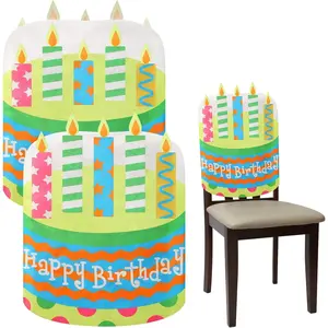 Birthday Chair Cover 2 Pieces Kids Chair Cover Classroom Seat Decorations for Party Home School Office(Blue)