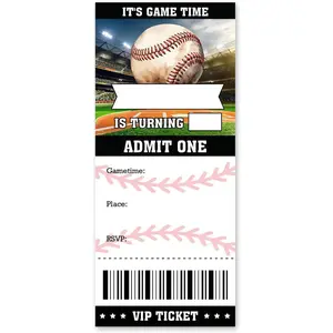 Baseball Birthday Invitations for Boys - Baseball Birthday Party Invitation Cards - 20 Fill-in Invites with Envelopes