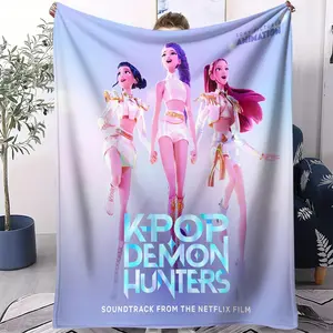 K-Pop Demon Hunters Warm Blanket Hot Anime Flannel Blanket Fan Gift Suitable for Home Leisure Camping Travel Multifunctional Blanket