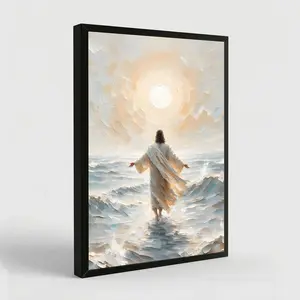 Palette Dreams Jesus Walking on Water Canvas Wall Art Painting Christian Bible Story Wall Decor Painting Poster Print Artwork for Living Room Bedroom Church Prayer Room Decor