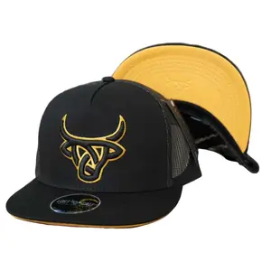 Lost Calf Unisex Black Gold Flat Mesh Back Snapback Hats