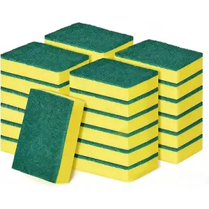 24-Pack Heavy Duty Scrub Sponges, Non-Scratch Kitchen Sponge with Durable Scouring Pad, Dual-Sided Cleaning Sponge for Dishes, Pots, Pans, Sinks - Extra Absorbent & Long-Lasting
