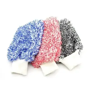 6pcs Microfiber Car Washing Mitt Ultra Soft Plush Cleaning Glove Double-sided Car Wash Cleaning Towels Auto Care Wax Detailing Brush
