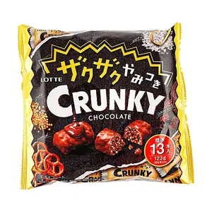 LOTTE Crunky Chocolate Bar 123g - Korean Crispy Rice Milk Chocolate, Sweet & Salty Snack
