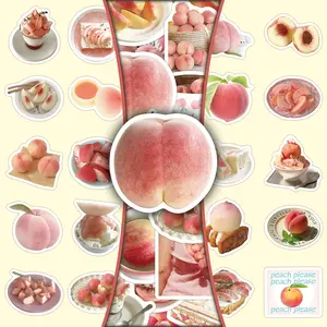 100-Piece Peach Theme Sticker Set (2 Repeating Designs) - Kawaii Aesthetic Decals for DIY Crafts & Journaling
