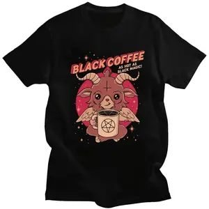 Funny Baphomet Satan Demon Graphic T-Shirt for Men and Women - Evil Goat Cartoon Harajuku Short Sleeve Tee