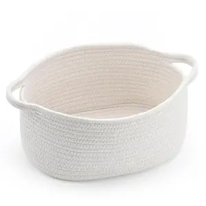 Cute Woven Storage Basket with Handle, Baskets for Gifts Empty, Gift Baskets for Easter, Burr, Birthday, Baby Shower, Decorative Organizer Container for Baby Toy, 13" D x 8" W x 6" H