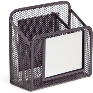 Dusty Black Magnetic Locker Cup with Mirror, Locker Mirror with Pencil Holder, Magnetic Organizer for School Lockers, 5" x 2.4" x 4.75"