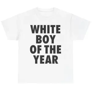 White Boy Of The Year Shirt for Men Oversized Casual Cotton Streetwear Tee