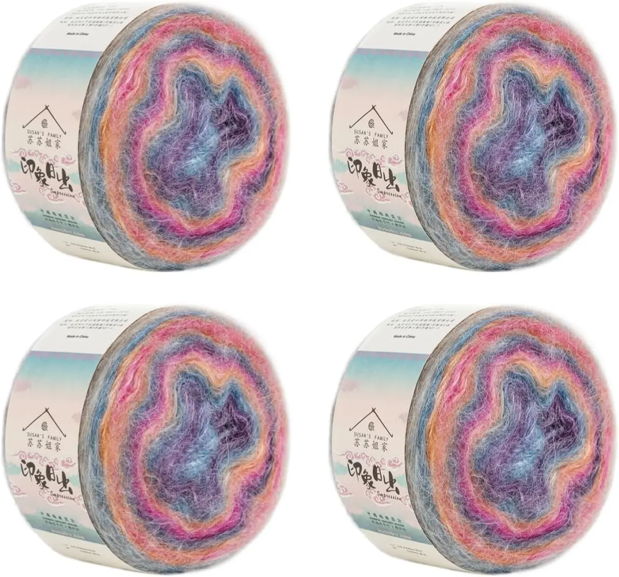 4 Roll Mohair Wool Yarn Soft for Crocheting Knitting Hand Washable Long Wool Yarn DIY Scarf Crochet Thread for Clothes Hats Sweater Scarf Craft Projects, Crochet Items, Yarn Crochet