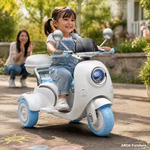 12V Dual-Motor Kids 3-Wheel Electric Motorcycle Ride-On Toy, 2-Seater with Music, Bluetooth, USB, Flip-Up Adult Backseat, Portable Hooks, Oversized Trunk, LED Headlight, for Ages 3-6 Outdoor Play