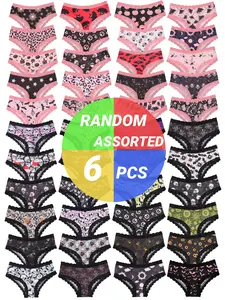 Morvia Gothic Low Waist Panties Set, Lace Contrast, Halloween Skull Eye Star Prints, Comfortable Hippie Style, Perfect Gift, Trim Lace Panty