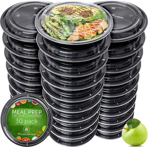 30 Pack Meal Prep Containers - 30 Pack of 24 Oz 100% BPA-free Plastic Food Storage Containers with Lids - Reusable Plastic Containers with Lids - Dishwasher Safe Lunch Containers