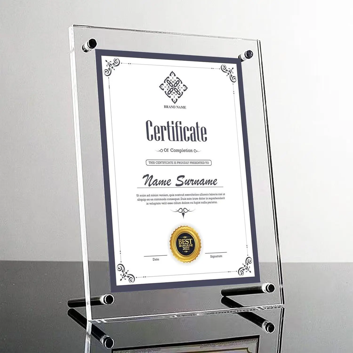 1PCS Award Plaques,13 x 9.5 in Acrylic Certificate Frame | Employee of The Month Plaque,Picture Plaques Holds A4 Size Paper,Placed Your Award,Diploma Certificate, Acrylic Plaque