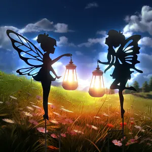 Fairy Garden Accessories, Fairy Garden Kit, Fairy Decoration, Outdoor Fairy Lights, Metal Crafts, Outdoor Landscape Patio Lamp, Floor Plug, Elf Flower Fairy Decoration, Garden Stake, Outdoor Decoration, 2 Uds