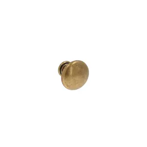 Small Round Cabinet Knob – Antique Brass with Vintage Patina