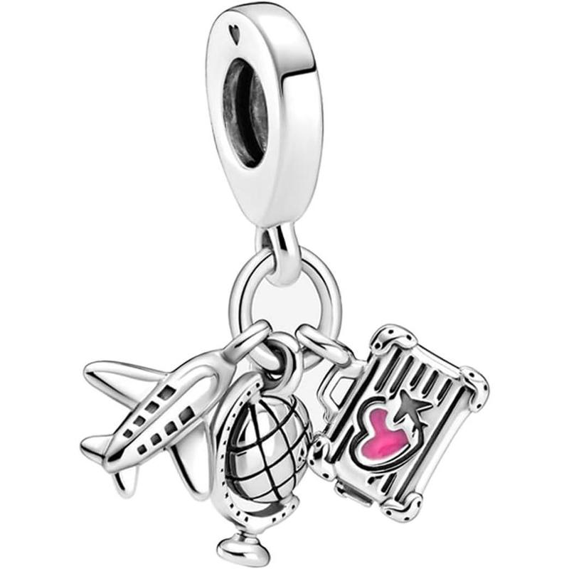 10 Pack Silver Charms for Bracelets and Necklaces CZ Pendant Jewelry Set with Colorful Hearts and Flowers Elegan Valentine's Day Giftt Polished Silver-Tone Finish Perfect for Gifting