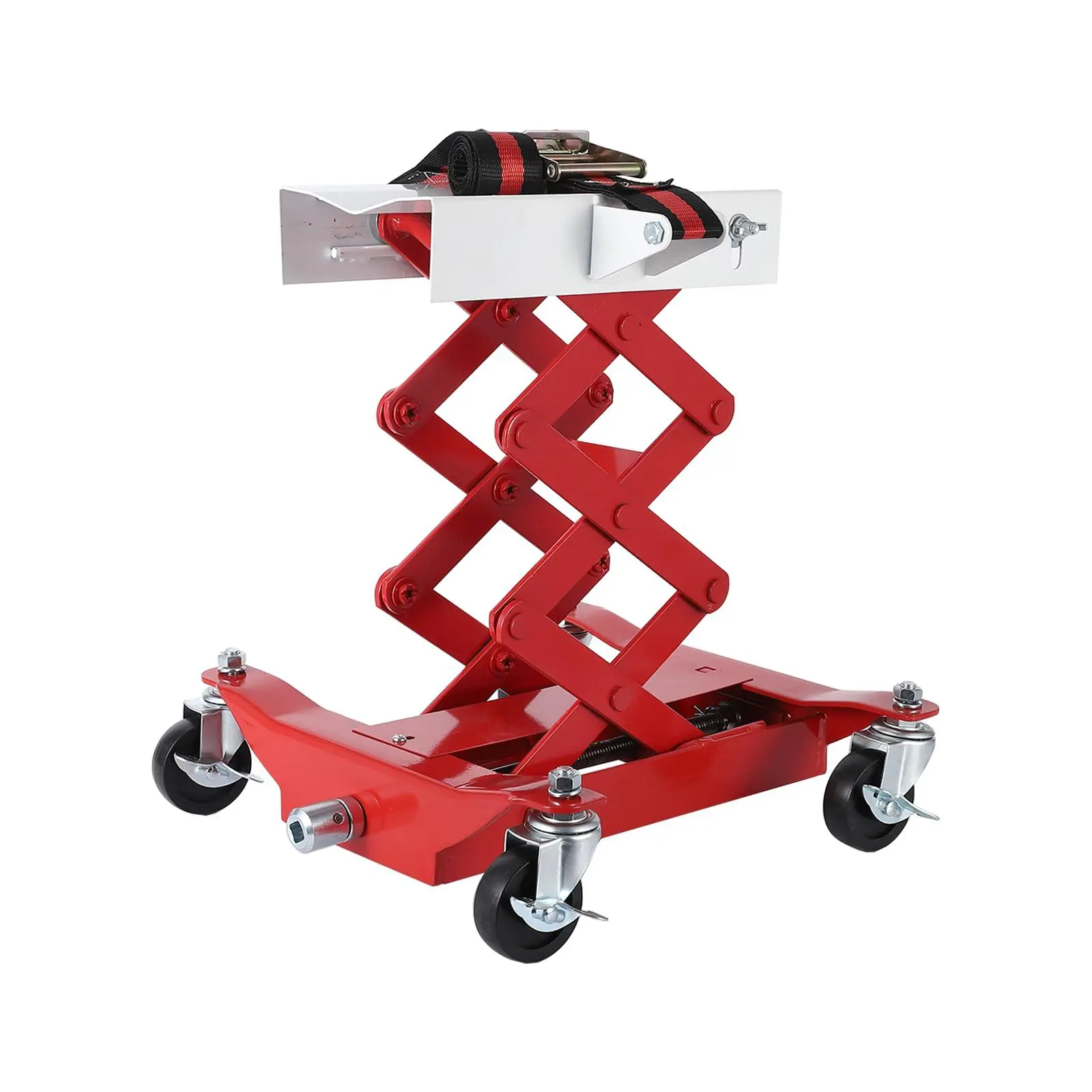 450 LBS Low Profile Transmission Jack - Heavy-Duty Auto Repair Lift with 7-23 Inch Height Range, 2M Safety Straps & 4 Brake Wheels for Safe, Smooth Repairs