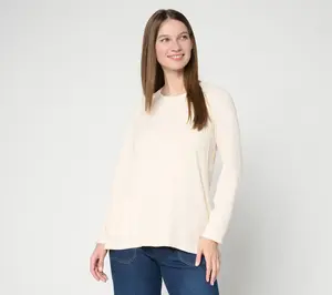 LOGO by Lori Goldsteinq Seam Detail Rib Long Sleeve Overdye Top