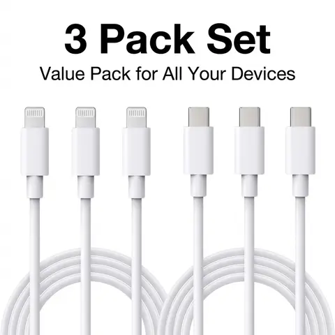 FINEKEEP Fast charging  MFi-Certified 6.6FT 3.3FT Lightning Cable - PVC material  USB-C to Lightning Charger, High-Speed Data Transfer, Durable Phone Accessory for iPhone 14/13/12/11Pro/XS Max,X,XR,8Plus Smartphones & Tablets (iPhone-Compatible Cables)