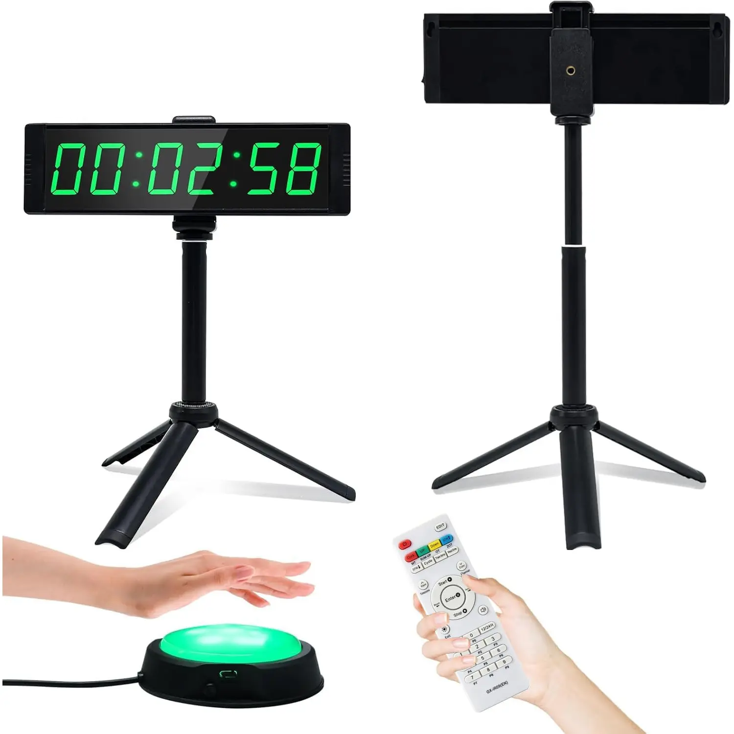 Gym Timer Clock for Home Gym Use, Large Digital Display Fitness Timer with Stopwatch Function, Countdown and Count Up Modes, 12/24 Hour Time Format Digital Wall Clock, Equipped with Detachable Stand for Workout Training