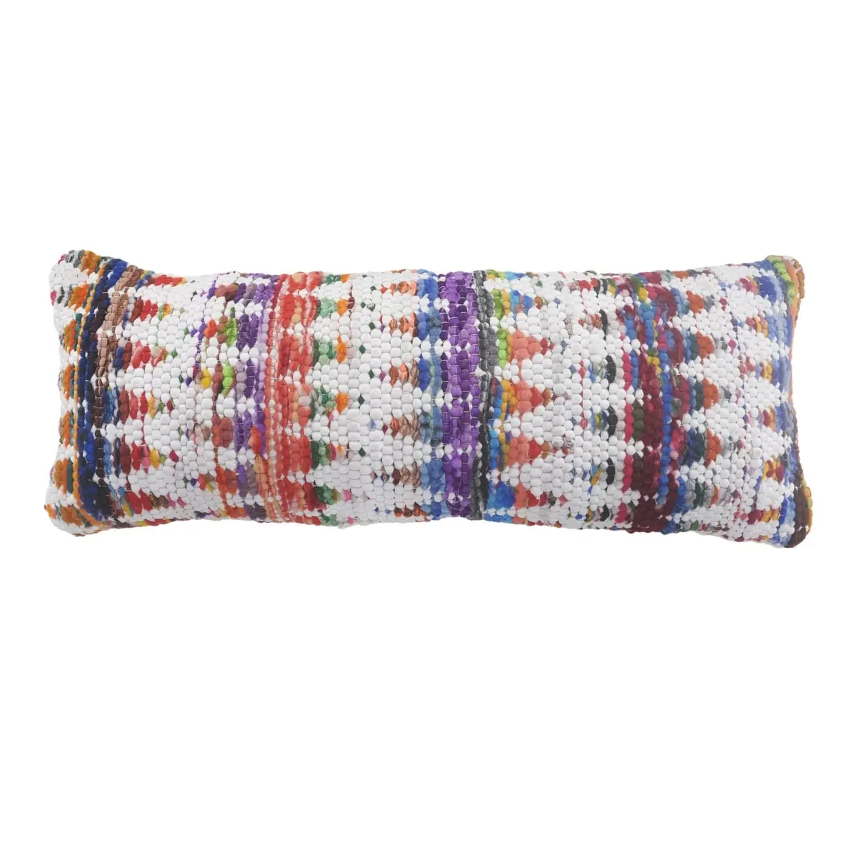 360 stand 2-Piece Rectangular Geometric Print Throw Pillow Set - 14x14x36 in, 100% Cotton, White, Zippered, for Living Room Decor, Bohemian Look, Colorful Accents, Indoor Use, Two Piece Sets, Rectangular Form