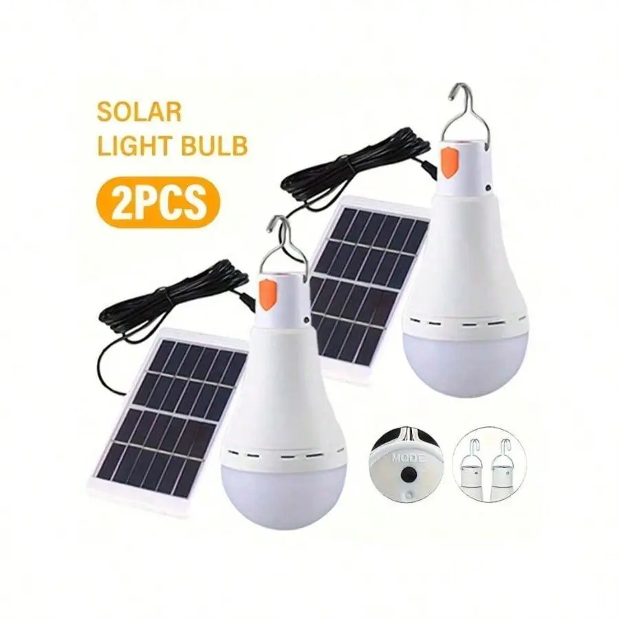 E26 LED Solar Bulb - 5W Color Changing Energy Saver, Waterproof Portable Outdoor Garden Hanging Lamp with AC Power Supply, Eye-Friendly Instant-On Emergency Light for Hiking, Fishing, Manufacturer Warranty, 5W Power