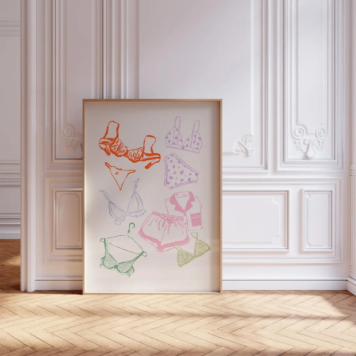 Coquette Room Decor Laundry Print Coquette Wall Art, Cute Apartment Decor Trendy Wall Art, Lingerie Coquette Poster Printable Art