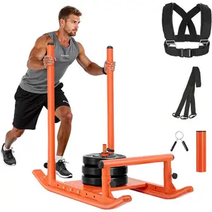 VEVOR Football Sleds and Chutes, Weight Sled, Football Training Pull Push Running Sled, Fitness Workout Sled Push Gym Equipment, Adjustable Height Handle, Compatible 1/2 in Weight PlatesVEVOR Super Brand Day