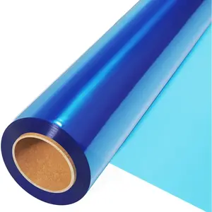 Blue Cellophane Wrap Roll (100' Ft. Long X 17.5" in. Wide) - 2.5 Mil Thick Transparent Blue Cellophane Wrapping Paper, Colored Cellophane Wrap for  Flower Basket Decoration