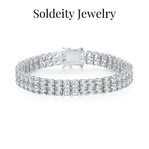 2 Rows 3 Rows Tennis Bracelets for Women Men - 3mm Round Cut Cubic Zirconia Classic Tennis Bracelet, Size 6-8.5 Inch