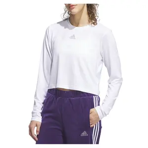 adidas Womens Y2k Glam Crew Neck Short Sleeve Training Casual Tops Casual - White