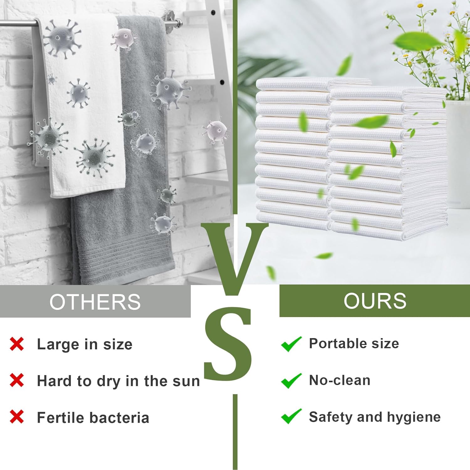 Disposable Bath Towels, 10 Pack 55" x 27.5" Ultra Soft, Quick Dry Disposable Body Towel, Portable Travel Towel for Hotel Camping Beach Swimming Gym Sauna Spa, Personal Care Pet Towels