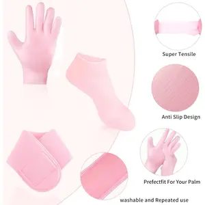 3 pcs Set - Silicone Moisturizing Socks, Glove and Neck Strap, Moisturizing, Alcohol-Free Silicone Gloves for Dry, Cracked Hands & Feet, Perfect for Nighttime Hydration, Reusable Masks Moisturize