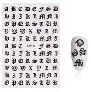 Nail Sticker Old English Letters Black XF3262
