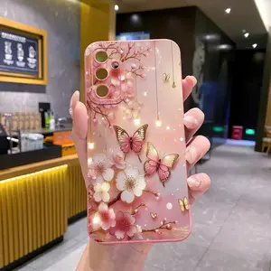 for Compatiable with Samsung Galaxy A16 A06 A15 A05 A25 A35 A55 A14 A24 A34 A54 A33 A53 A73 A32 A52S A72 Flower Butterfly Cover Full Len Protective Case